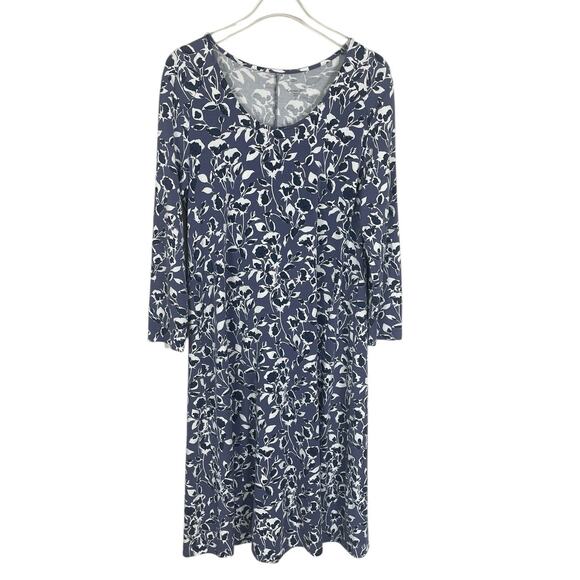 Garnet Hill Seamed Knit Trapeze Dress Nightshadow Floral Small Travel Vacation - Picture 3 of 15